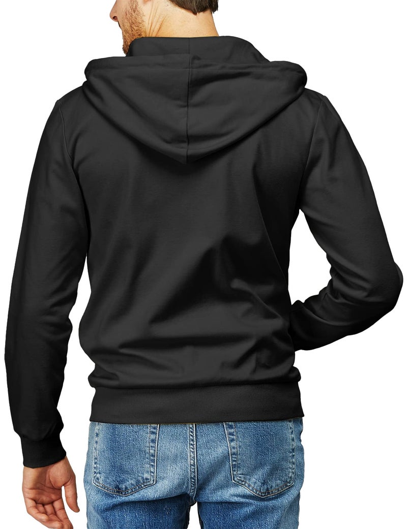 H2H Mens Slim Fit Hoodie with White Zipper and Drawstring BLACK US XL/Asia 2XL (CMOHOL048) - Image 4
